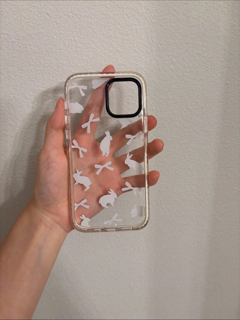 NEW Casetify IPhone 12 Clear Case with White Bunnies and Pink Bows